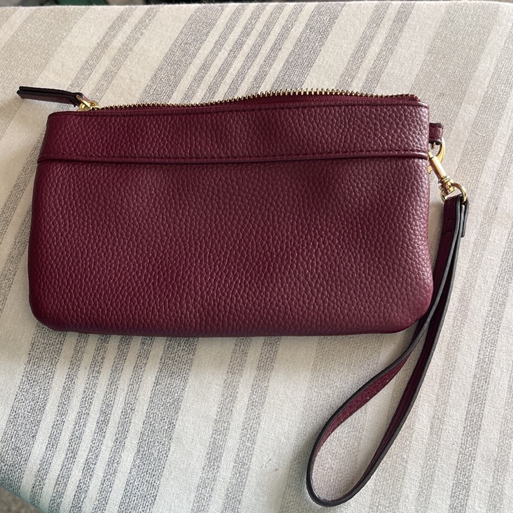 Nanette Lepore Burgundy Wristlet with Gold Accents - Picture 8 of 12